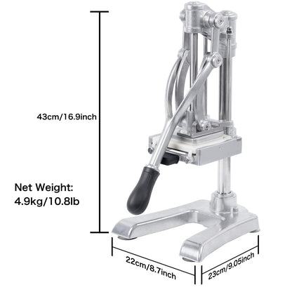Rismanor Multifunctional Manual Vegetable slicer Citrus Squeezer Juicer Machine AIO Stainless Steel French Fry Cutter Potato Slicer (Sliver, Squeezer & 1/2 3/8 1/4 Blade)
