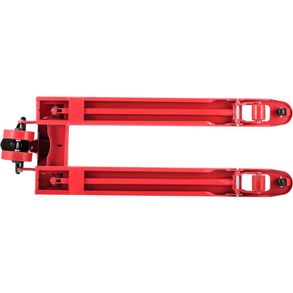 Global Industrial Standard Duty Narrow Pallet Jack with 21" W x 48" L Forks, 5500 lb. Capacity, Manual Pallet Truck for Warehouse, Manufacturing and Retail, Red Powder Coat Finish