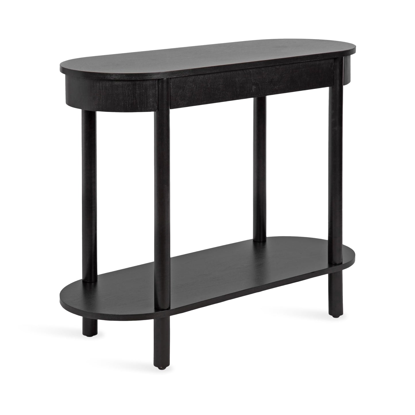 Kate and Laurel Koji Modern Tiered Rectangular Console Table; 36 x 14 x 30; Black; Transitional Two-Tier Wood Capsule Entryway Table with Storage for Use as Living Room Behind Couch Decor