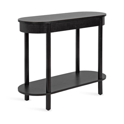 Kate and Laurel Koji Modern Tiered Rectangular Console Table; 36 x 14 x 30; Black; Transitional Two-Tier Wood Capsule Entryway Table with Storage for Use as Living Room Behind Couch Decor