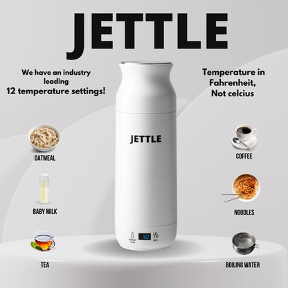 Jettle Electric Kettle - Travel Portable Heater for Coffee Tea Milk Soup - Stainless Steel Travel Water Boiler tea pot with Temperature Control - LED - Automatic Power Off - 450ml - Kitchen Appliance