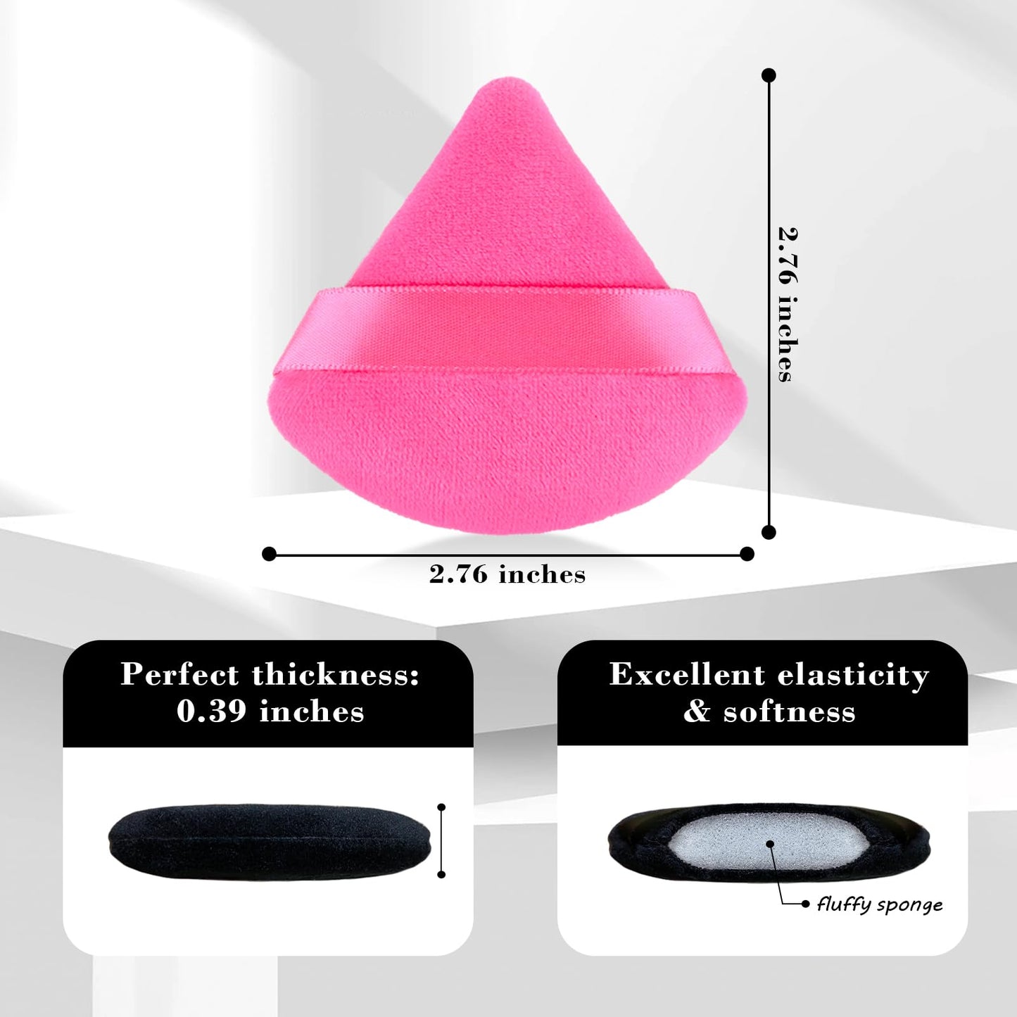 8Pcs of Triangular Powder Puff Makeup Sponges, Made of Super-soft Velvet, Designed for Contouring, Eye, and Corner, Beauty Blender Foundation Mixing Container.(Black)