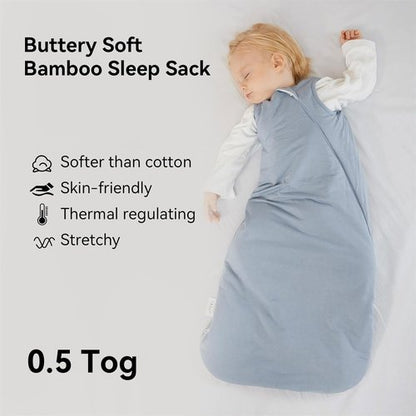 BubblePanda Bamboo Sleep Sack - Soft & Lightweight 0.5 Tog for Toddlers 24-36 Months | 2-Way Zipper