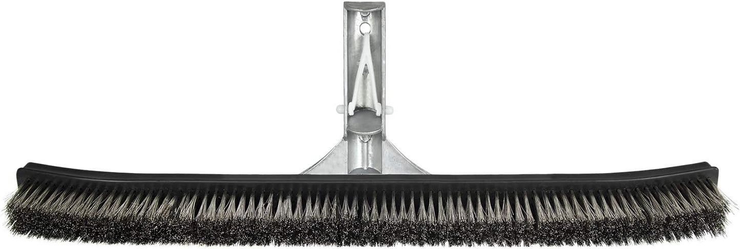 18-Inch Poolmaster Stainless Steel Pool Algae Brush, Heavy-Duty Aluminum Back, for Gunite Concrete Pools and Spas, Wide