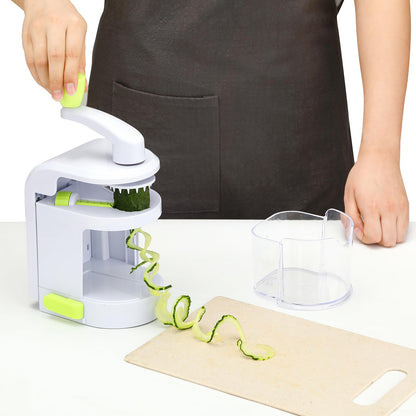 Spiralizer Vegetable Slicer 4 in 1 Rotating Blades Veggie Spiralizer, Zucchini Spiral Noodle Maker with Strong Suction Cup Vegetable Cutter Slicer Spiralizer