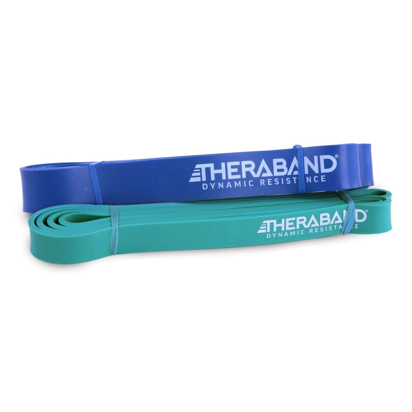 THERABAND High Resistance Bands, Set of 2 Elastic Super Bands for Improving Flexibility, Injury Rehab, & Full Body Workouts, Heavy Duty Stretch Bands for Lifting, 1 Light & 1 Medium Band