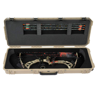 SKB Cases iSeries 4214 Portable Waterproof Hard Plastic Exterior Parallel Limb Bow Crossbow Case with Wheels and TSA Approved Latches, Tan