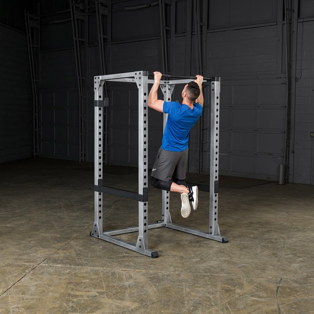 Body-Solid (GPR378 Power Rack - Heavy-Duty Steel Squat Cage with Adjustable Safety Bars and Chin-Up Bar for Home and Light Commercial Gym