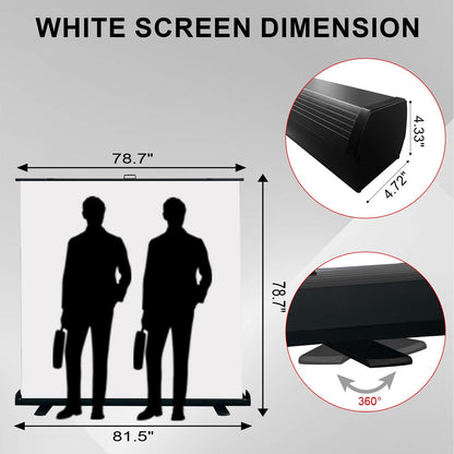 LIHONG Large White Screen Collapsible Chroma Key Backdrop,Portable Retractable Photo Background with Stand for Video, Live Game,Streaming,Wrinkle Resistant Fabric,Pull-up&Down Style (78.7x78.7 in)
