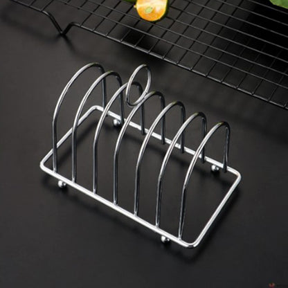 Tomotato Toast Rack Holder, 6 Slice Stainless Steel Bread Holder with Ergonomic Loop Handle and Ball Feet, Vintage Breakfast Carry Stand for Kitchen, Breakfast, Bakery Buffet Restaurant Serving