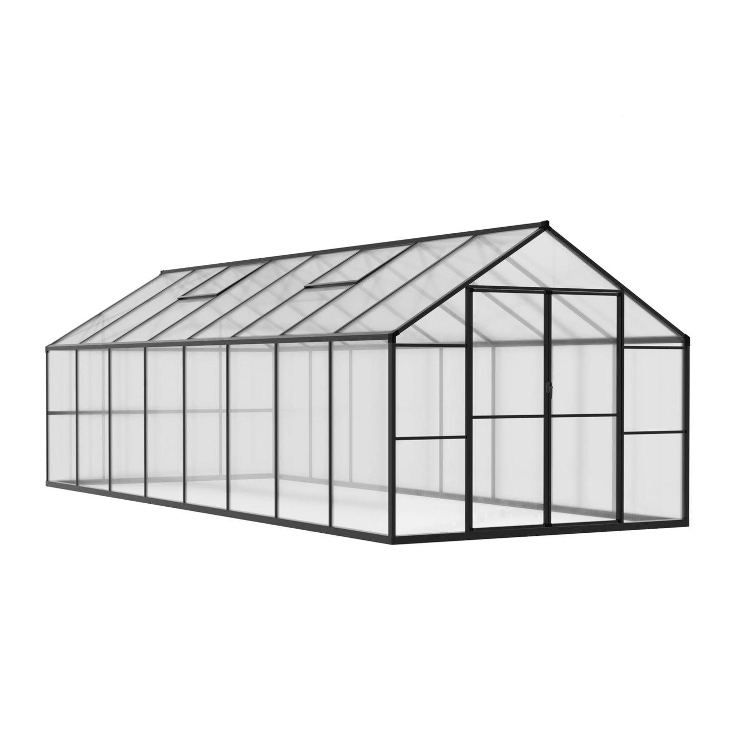 VEIKOU 8' x 16' Polycarbonate Greenhouse for Outdoors, Walk-in Green House with 2 Vents, Aluminum Frame, Riveted Structure, Greenhouse Kit for Outdoor Backyard, Garden, Gray