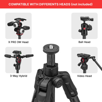 Manfrotto Befree GT PRO Tripod Legs, Professional Travel Tripod, Aluminium Camera and Video Tripod, Twist Lock, Compact and Portable, for DSLR, Mirrorless, Camera Accessories, Photo and Video Heads