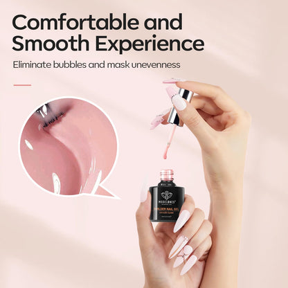 modelones Builder Nail Gel with Gel Top Coat, 3Pcs Clear Builder Nail Kit for Thickening Apex Building Extension Rhinestone Gel Tips Glue, U/V LED Lamp Cured for Home DIY Salon Girls