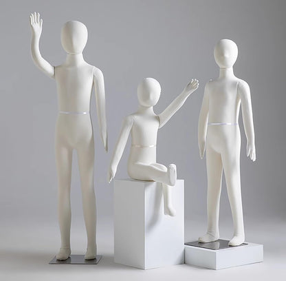 Adjustable Soft Full Body Mannequin for Kids Ages 1-14, Ideal for Boutique & Retail, Styrofoam Dress Form Dummy in White, Perfect for Displaying Children's Clothing(White 3 Years Old)