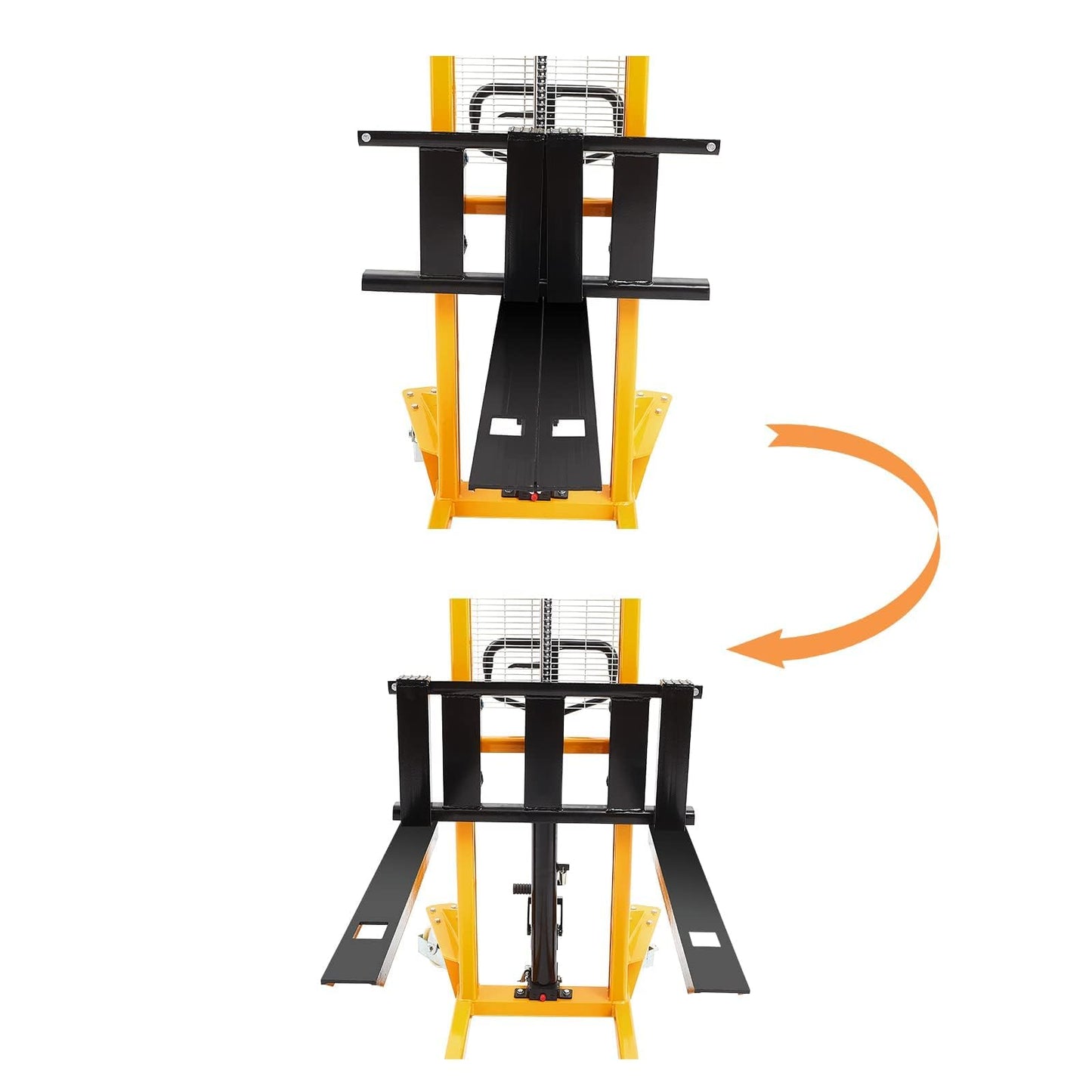 APOLLO Manual Pallet Stacker Hand Pallet Forklift 2200lbs Capacity 63" Lift Height, Fix Legs with Adjustable Forks Suitable for Open-Bottom Pallets