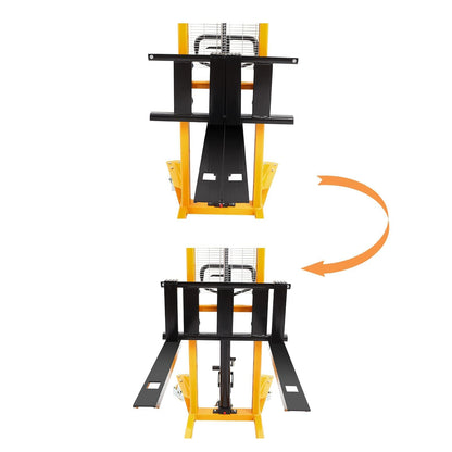 APOLLO Manual Pallet Stacker Hand Pallet Forklift 2200lbs Capacity 63" Lift Height, Fix Legs with Adjustable Forks Suitable for Open-Bottom Pallets