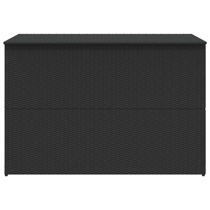 RCODSSK Poly Rattan Patio Storage Box 59x39.4x39.4 Inches Black, Outdoor Storage Chest with Powder-Coated Steel Frame and Zippered Liner for Cushions, Blankets, Towels