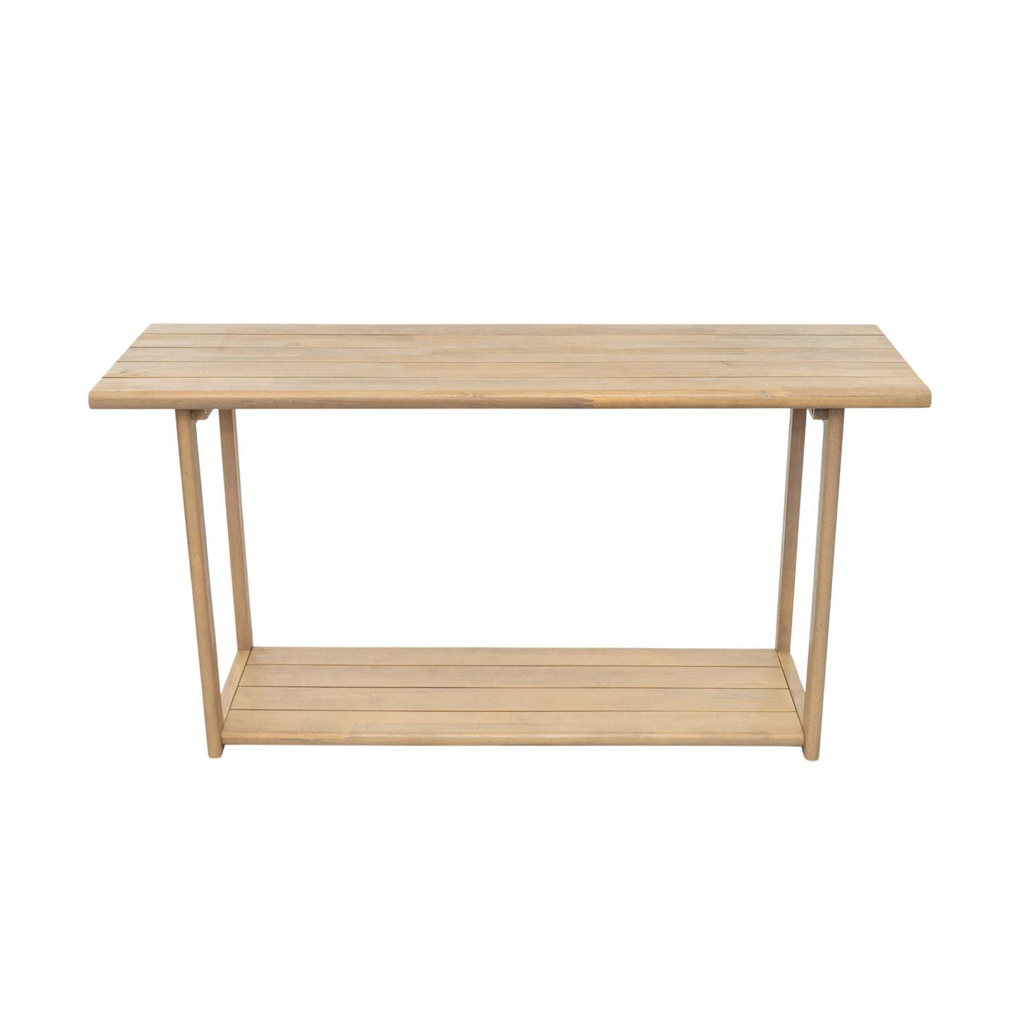 Christopher Knight Home Joei Indoor/Outdoor 2-Tier Console Table, Narrow Console Table for Entryway, Farmhouse Solid Wood Buffet Table with Bottom Shelf, Light Teak