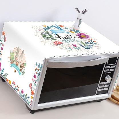 Microwave Oven Dust Cover, Decorative Kitchen Appliance Cover, 13.8 x 39.4in (Hello)