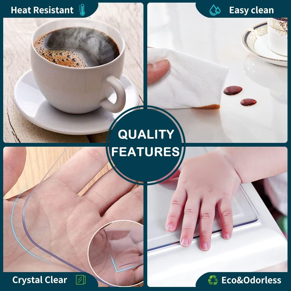 15x15 1.5mm Countertop Clear Plastic Laptop Desk Cover Writing Table Cover Protector In Transparent Rectangular