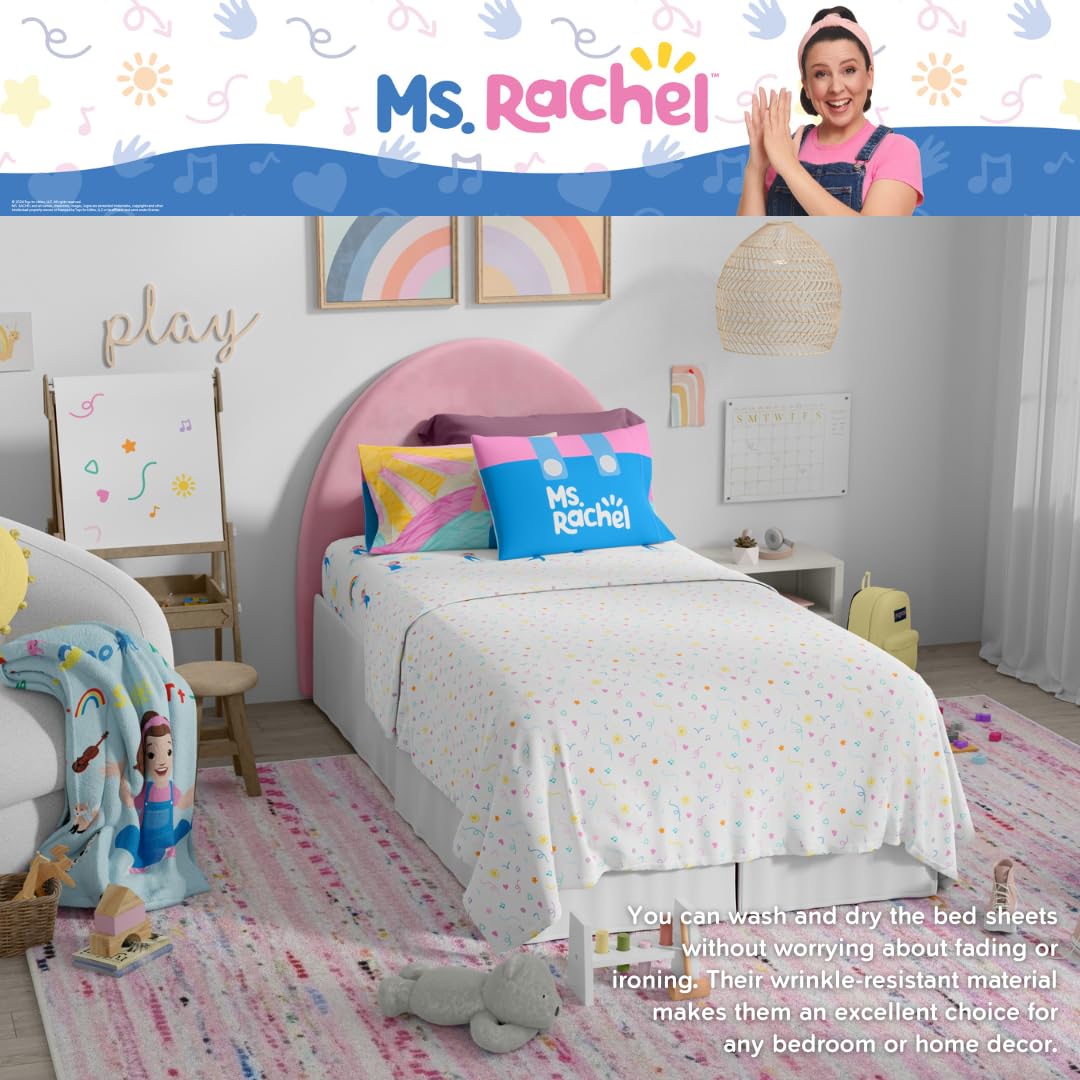 Ms. Rachel Educational Adventures Bedding Super Soft Cozy 3 Piece Microfiber Sheet Set, Twin, (Officially Licensed Product) By Franco Kids