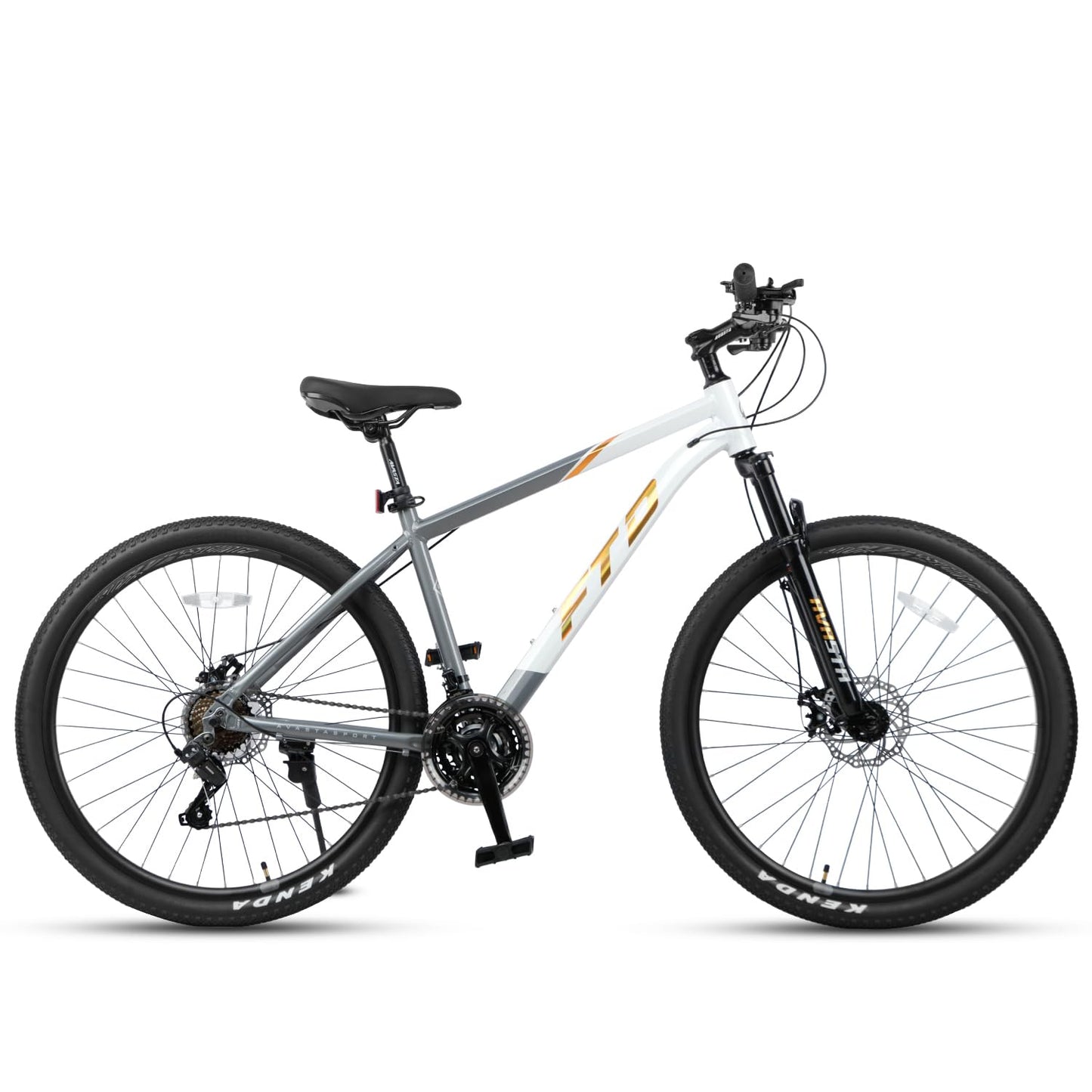 AVASTA 27.5-inch Mountain Bike for Man Male and Woman Female Adult with Lightweight Aluminum Alloy Frame and Dual Disc Brakes,Front Suspension,21-Speed Gear Shifters,Hidden Brake Cables,Golden