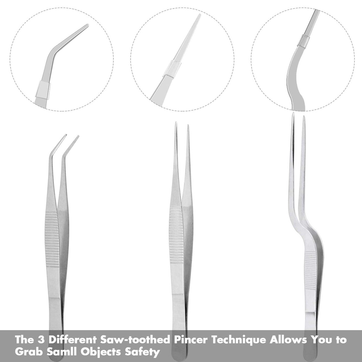 Cridoz 6 Pcs Stainless Steel Kitchen Cooking Tweezers Precision Tongs Drawing Spoons Offset Spatula for Food Culinary Plating Decorating