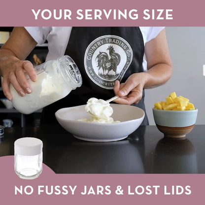 Stainless Steel Yogurt Maker with 1 Quart Glass Jar and Complete Recipe Book to Make 12+ Easy Homemade Dairy Free and Milk Yogurts