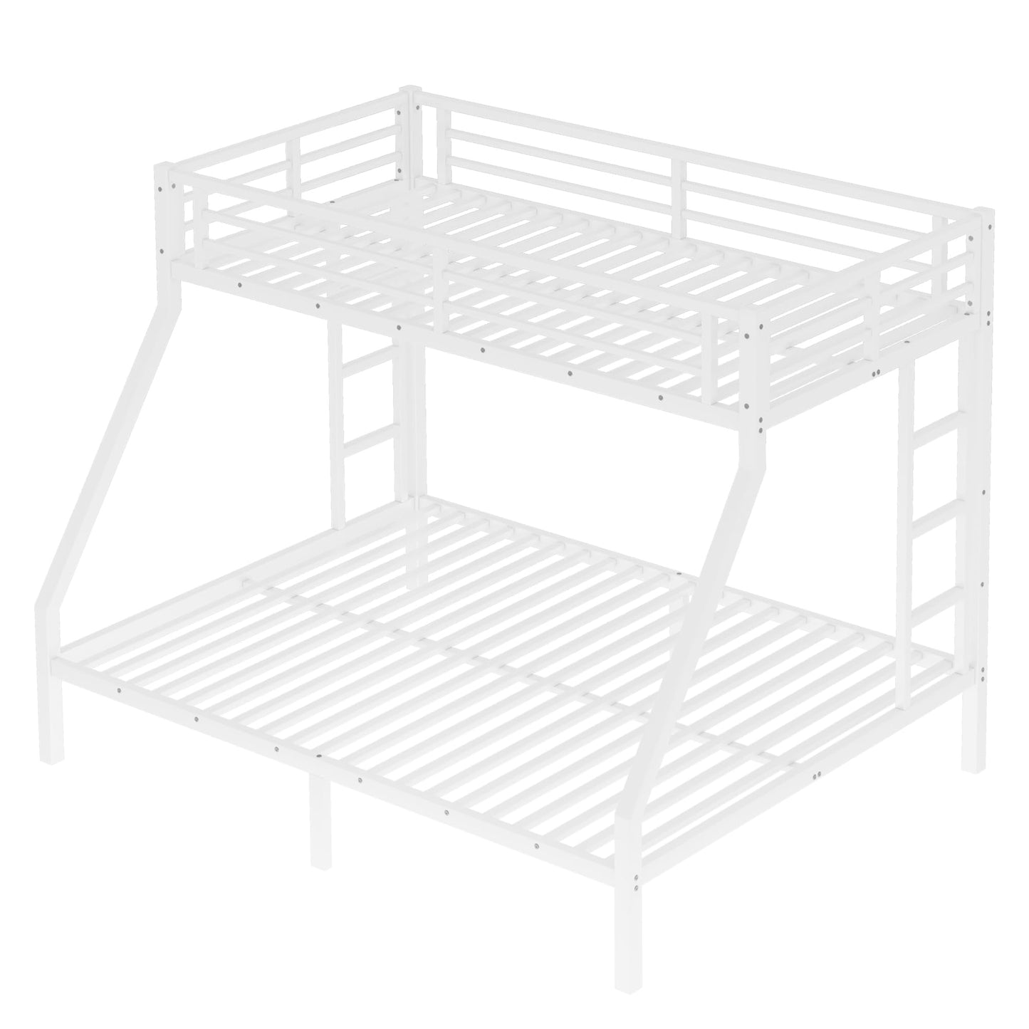 Bellemave Bunk Bed Twin XL Over Queen, Heavy Duty Metal Bunk BedFrame, Twin XL Bunk Beds, White