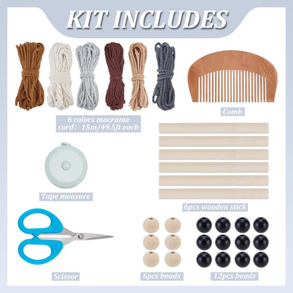 ACRNIGHEET 6PCS Macrame Owl Kit, Boho Owl Macrame Wall Hanging Supplies Decor, Macrame Kit for Adults Beginners, DIY Macrame Kits Includes Instruction with Video Home Decor Craft Kits for Adults