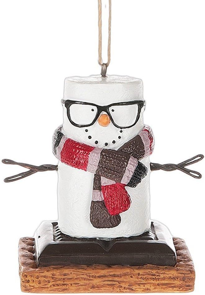 Smores Hipster with Retro Glasses, Resin Stone Christmas Ornament