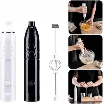 Coffee Whisk Foam Mixer with Stainless Steel Stand, Handheld Electric Milk Frother for Latte and Hot Chocolate