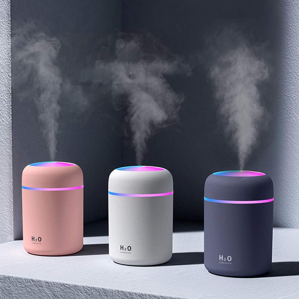 Colorful Cool Mini Humidifier, 300ML USB Personal Desktop Vaporizer, Quiet Ultrasonic Air Humidifier for Home
