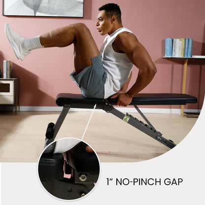 FF Finer Form 5-in-1 Weight Bench, Adjustable & Foldable for Bench Press, Strength Training and Full Body Workout, Perfect for Dumbbell Sets or an Adjustable Dumbbell Set in Your Home Gym