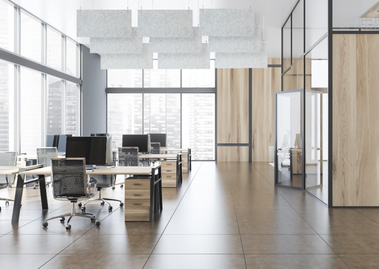 Versare Hanging SoundSorb Acoustic Baffles | Sound Dampening Material | Ceiling-Hung | Modern Design | 48" x 24" Dark Gray SoundSorb Panels