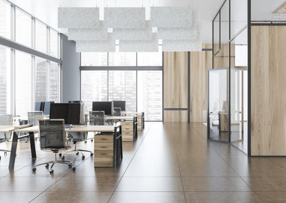 Versare Hanging SoundSorb Acoustic Baffles | Sound Dampening Material | Ceiling-Hung | Modern Design | 48" x 24" Dark Gray SoundSorb Panels