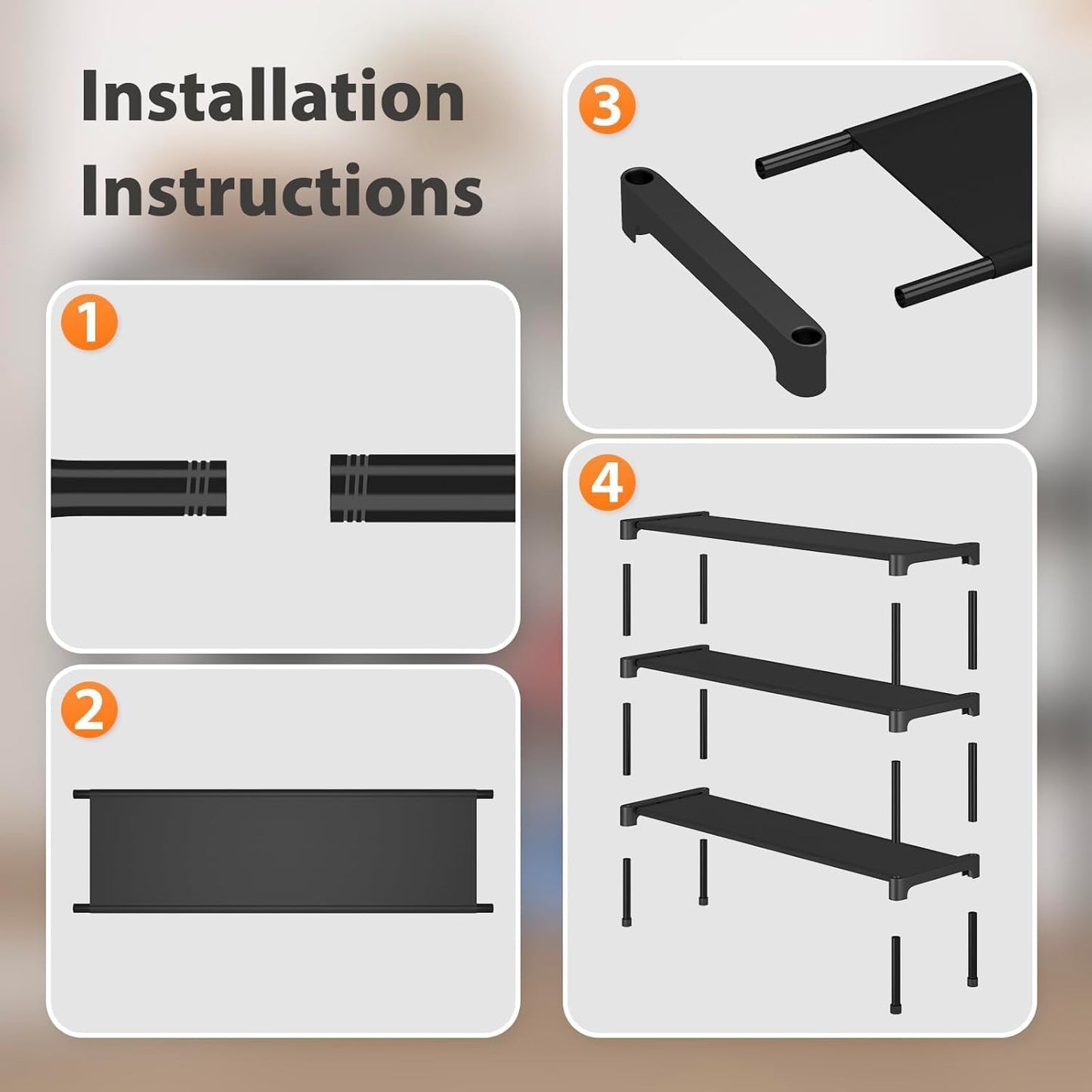 2 Closet SAN HE Long Shoe Rack-Shoe Organizer Tier Shoe Rack for Front Door Entryway Garage, Stackable Free Standing