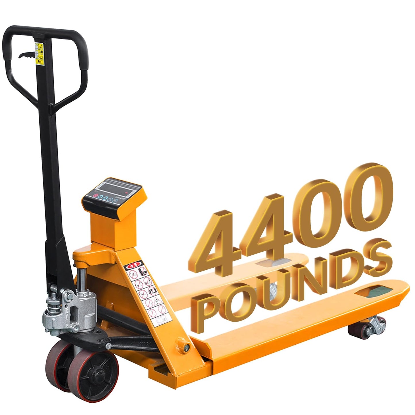UNISOAR Scale Pallet Jack 4400Lbs Capacity, 45" x 27" Forks, Lb/Kg Switchable Electronic Scale Hydraulic Hand Pallet Truck, for Warehouse, Supermarket, Logistics Center