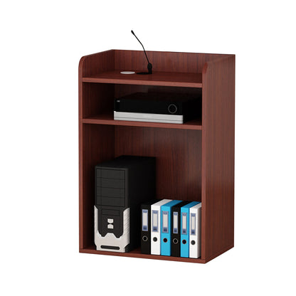 LaseVe Podium Podium Presentation Lectern Stand Podium,Standing Desk Host Stage Speaking Reading Table for Classroom with Wire Hole, Apply to Conference Auditorium/Teak/63x40x110cm