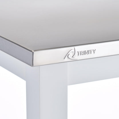 TRINITY 3-Tier Mobile Kitchen Island Storage Cart with Stainless Steel Top, 31.4" x 18" x 35", White