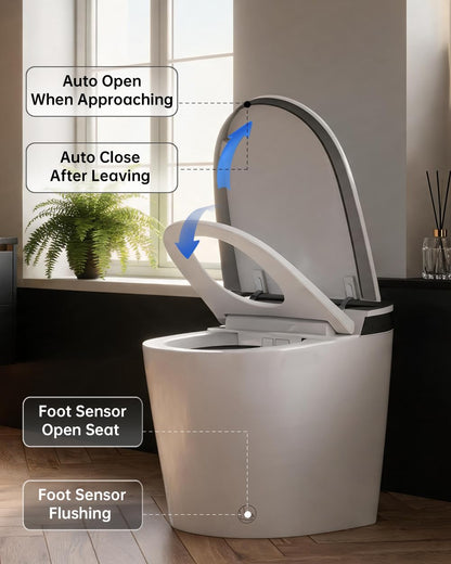 EPLO Smart Toilet Bidet with Auto Open Close,1000 Gram MaP Flush Score,Foam Dispenser, ADA Comfort Height, Moving Dryer,Auto Flush,Heated Seat,One Piece Elongated Toilet with Tank Built in U8MAX