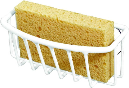 Kitchen Details Suction Cup Sponge Holder, Rust Resistant Sink Caddy for Storage & Organization, White