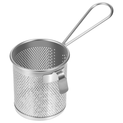 Luxshiny Hot-Pot Side Colanders Stainless Steel Mesh Strainer 6.49 Inch Hanging Basket for Cooking Noodles and Blanching in Kitchen