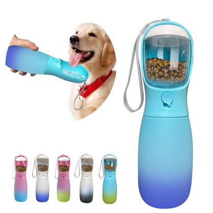 MITOCAPY 2-in-1 Dog Water Bottle Portable, Food Grade Travel Dog Bowls with Food Container, 19Oz Dog Water Bowl Dispenser, Hiking Essentials, Puppy Stuff Dogs Accessories Girl Boy (Blue)