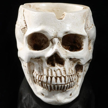 NUOBESTY 2Pcs Halloween Skull Figurines Bowl - Resin Flower Pot Planter Collectible Human Skeleton Statue Ornament
