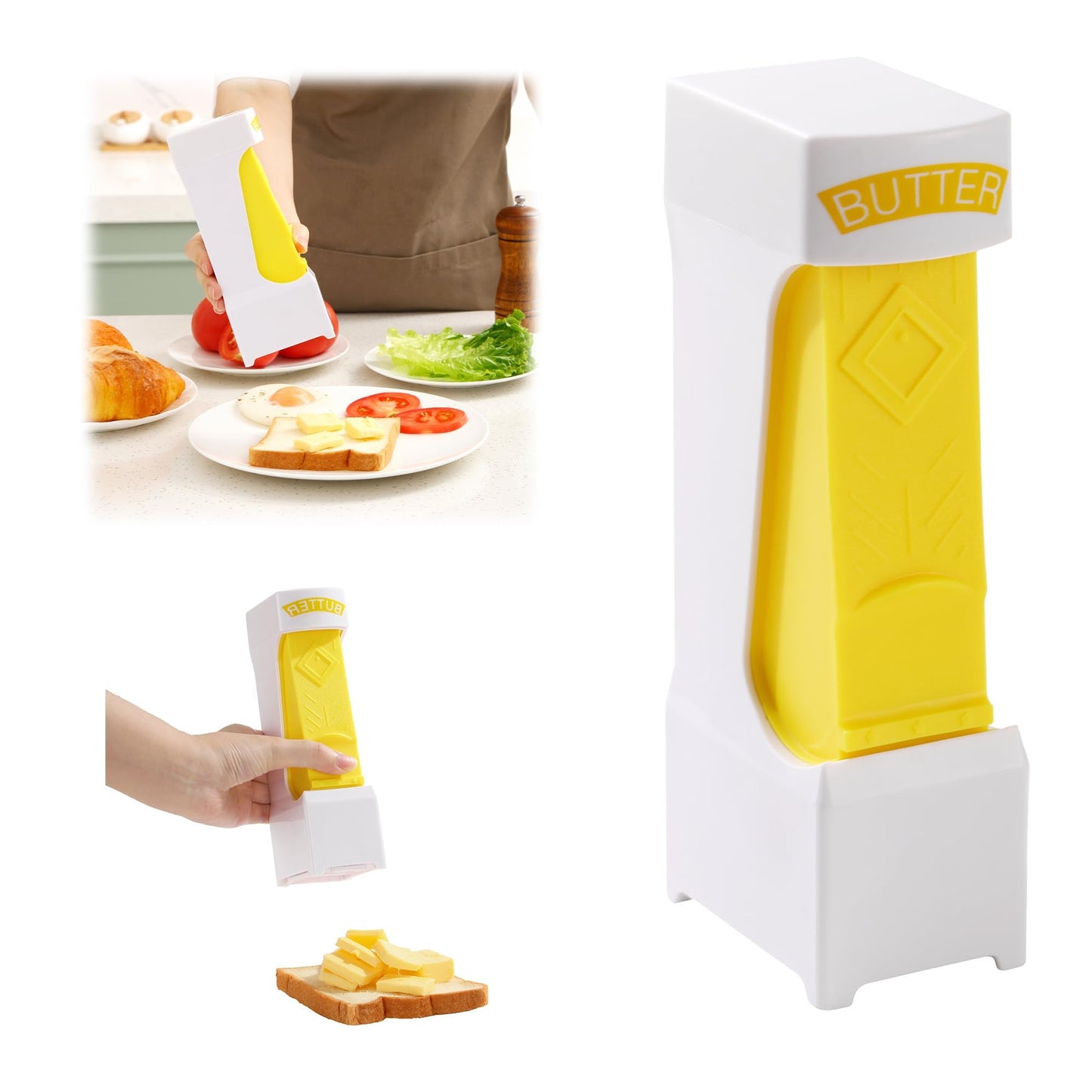 One-Click Butter Slicer with Airtight Storage - Stainless Steel Blade Butter Dispenser, Fridge-Friendly Container with Sealed Lid (Dishwasher Safe)