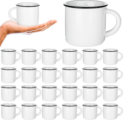 24 (5.07 oz) Uiifan Pcs Ceramic White Coffee Mugs Bulk Vintage Espresso Mug Mini Tea Cups for Home Travel with Handle