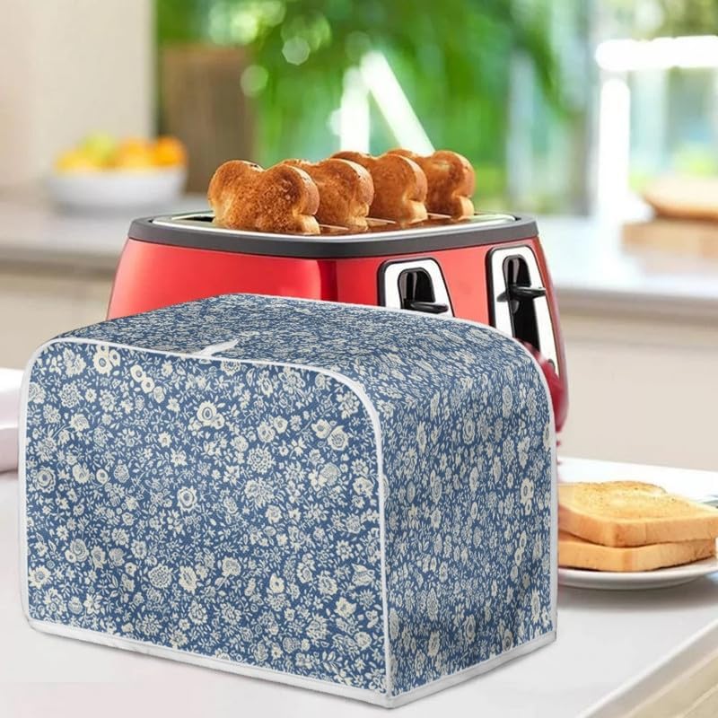 Toaster Cover 2 Slice, Blue Ditsy Floral Wide Slot, French Countryside Toaster Appliance Cover, Machine Washable