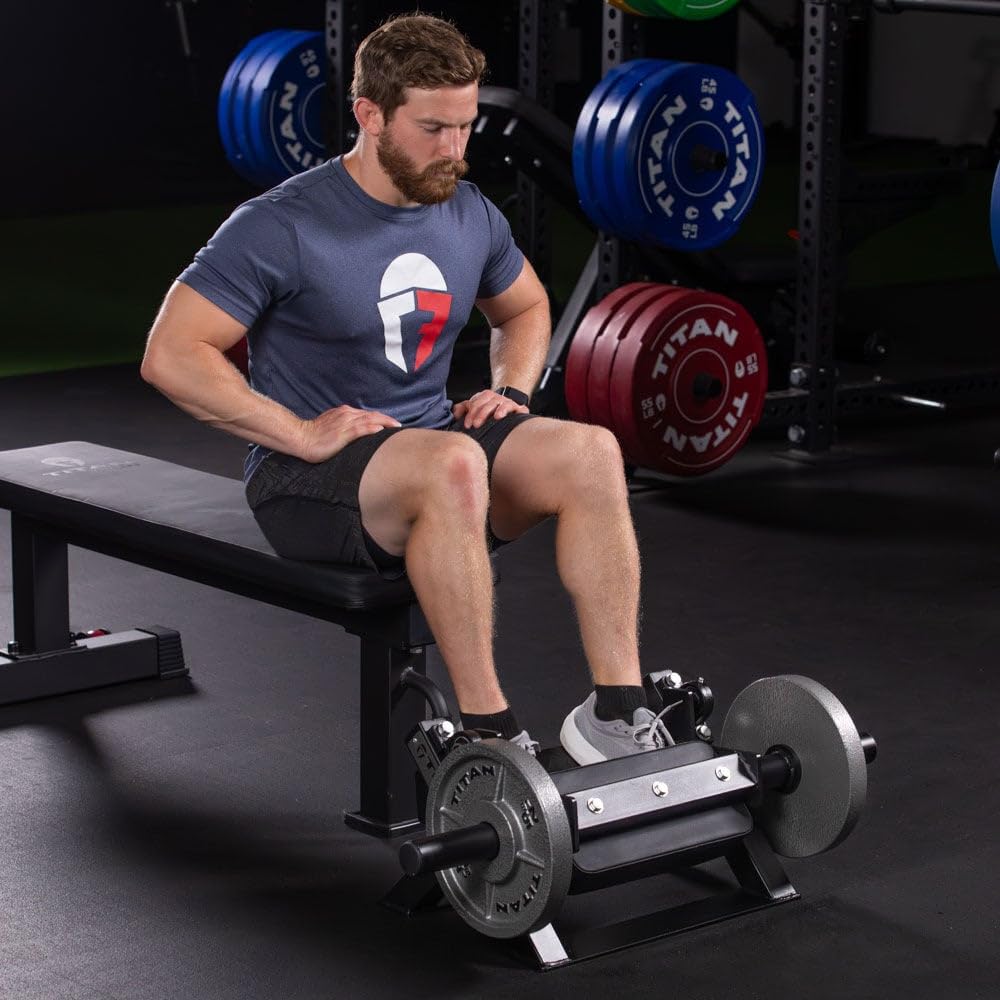 Titan Fitness Plate-Loaded Tibia Dorsi Calf Machine, Rated 200 LB, Fits Olympic-Sized Change Plates, Flexion Lower Body Training Calf Raise Machine, Leg Day Essential Tibia Isolation