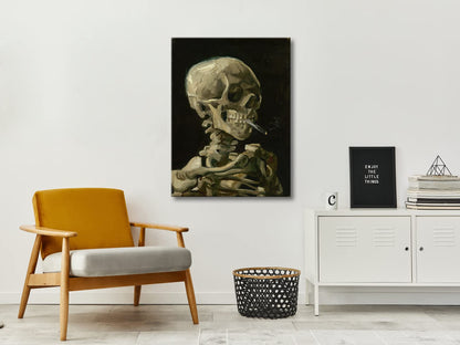 Wieco Art Skull of a Skeleton with Burning Cigarette, 1886 by Vincent Van Gogh Canvas Wall Art for Home Decor and Wall Decor Post-impressionism Canvas Prints Pictures Artwork